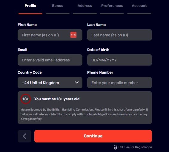 36vegas Registration