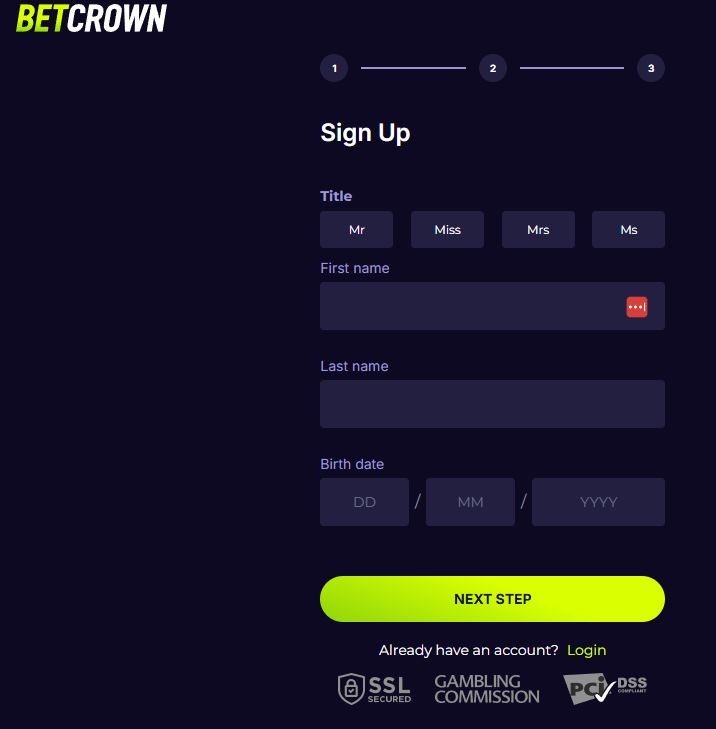 Betcrown Registration