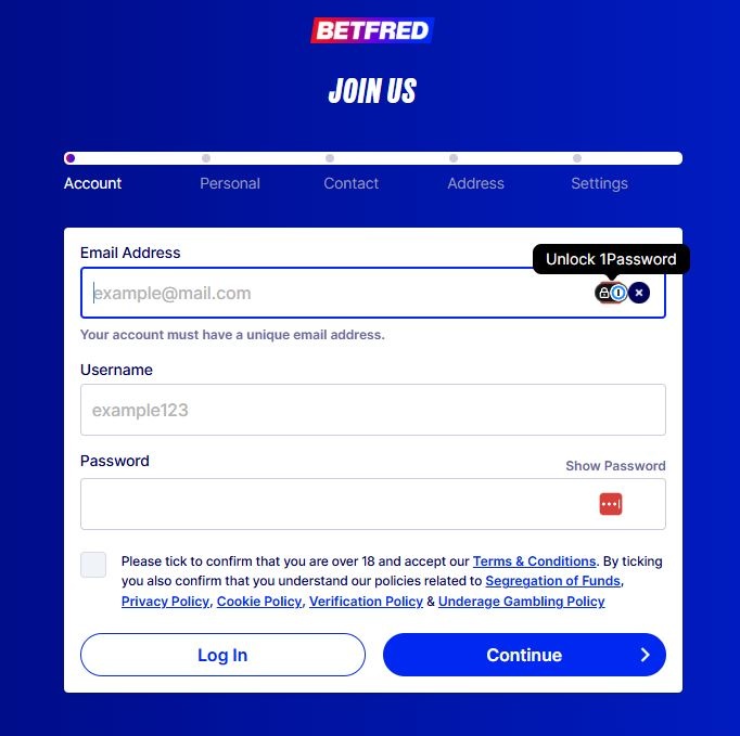 Betfred Registration
