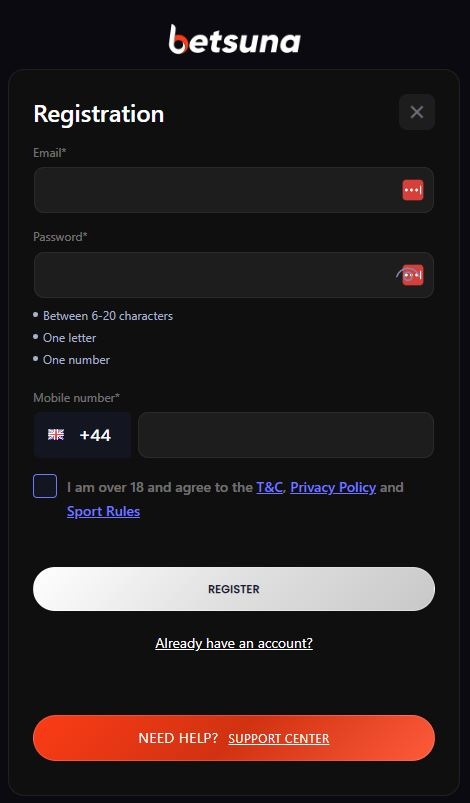 Betsuna Registration