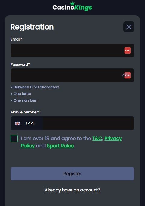 Casino Kings Registration