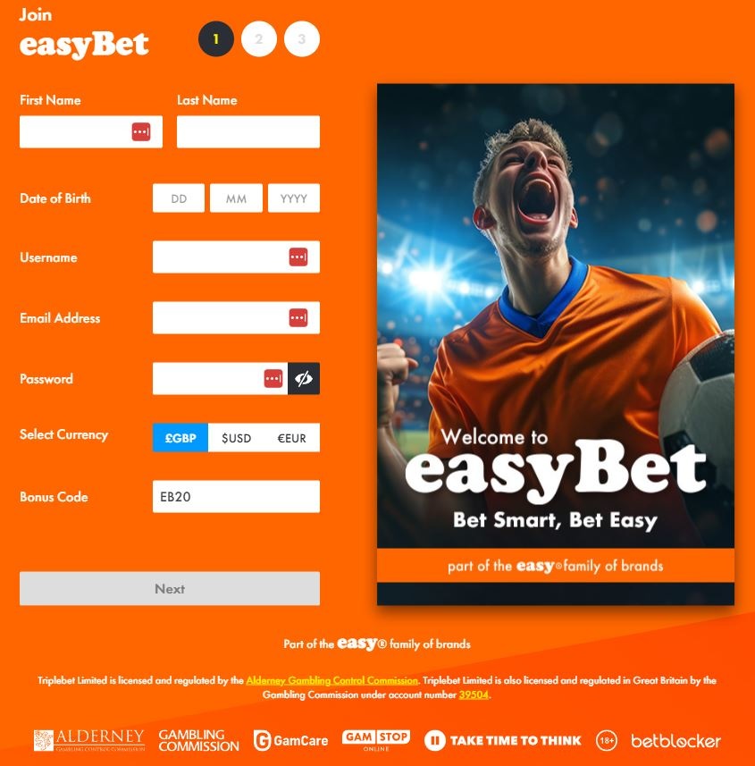 Easy Bet Registration