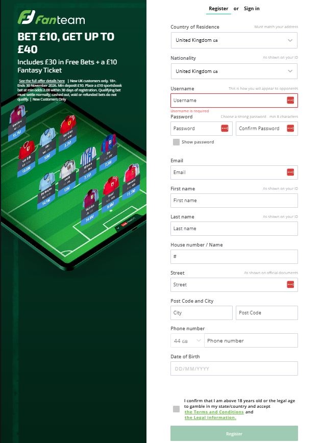 Fanteam Registration