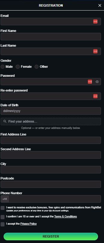 Rightbet Registration