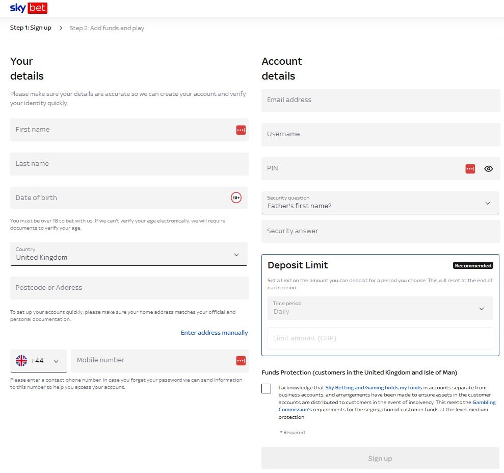 Skybet Registration