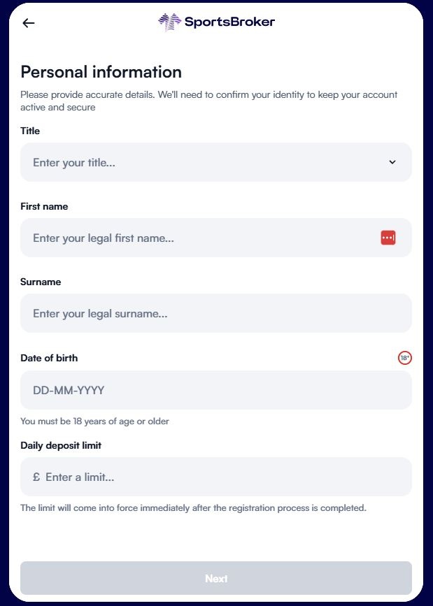 Sportsbroker Registration