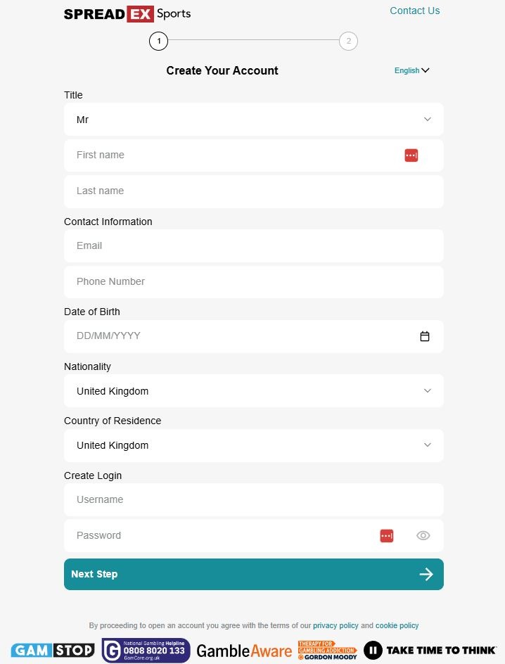 Spreadex Registration