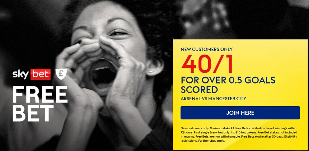 Sky Bet have an odds boost for Arsenal vs Man City today!