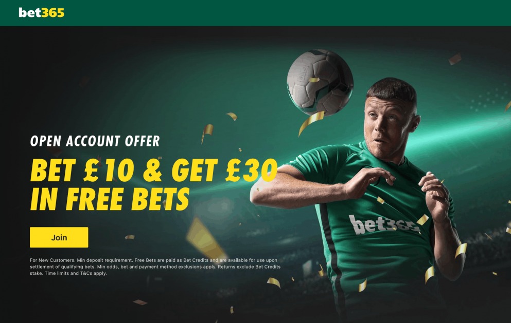 Get £30 in free bets when you join bet365