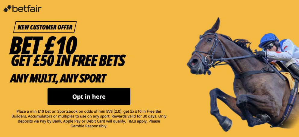 Get £50 in free bets when you sign up at Betfair