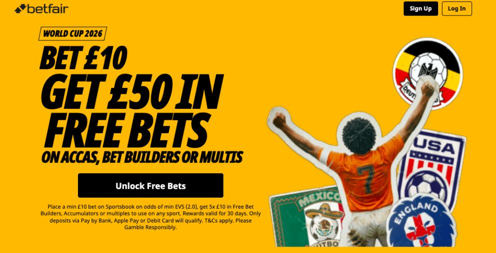 Get £50 in free bets when you join Betfair