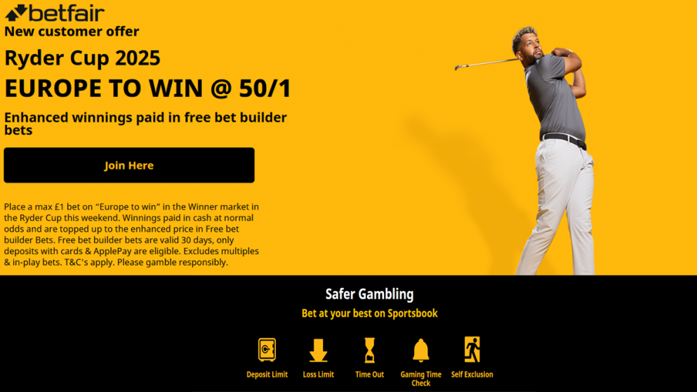Grab this odds boost on the Ryder Cup here!