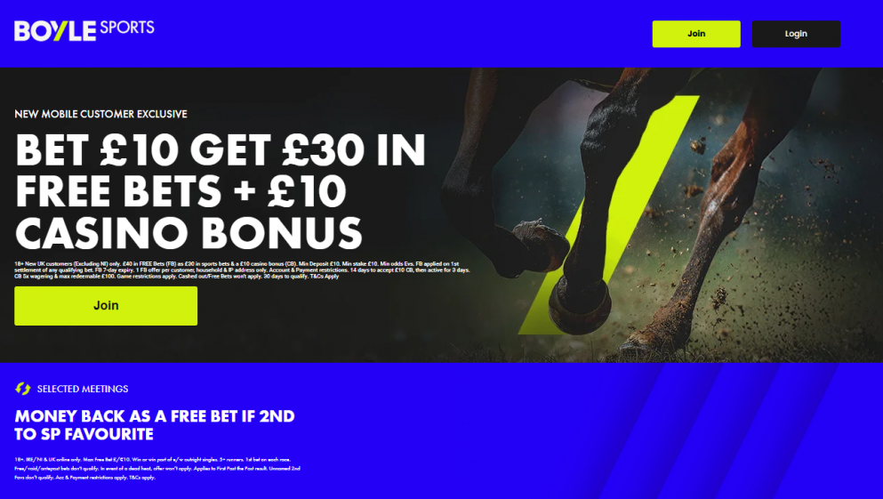 Get £40 in free bets when you join BOYLE Sports