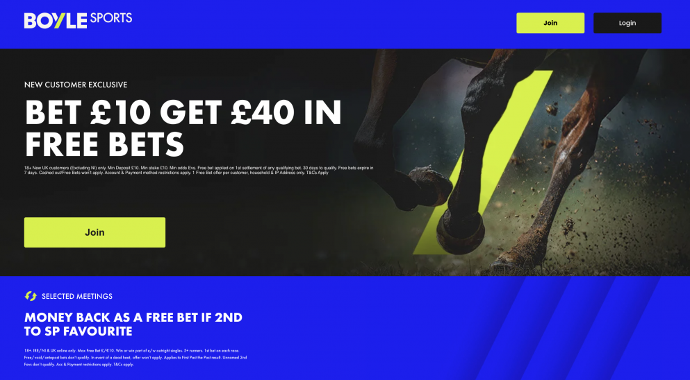 Get £40 in free bets when you join BOYLEsports