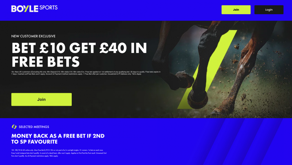 Get £40 in free bets at BOYLE Sports