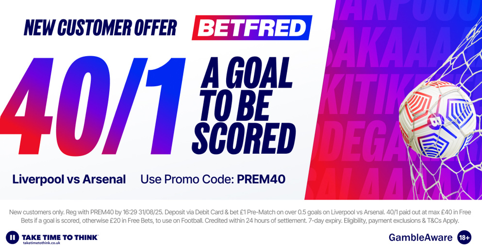 Betfred have a fantastic odds boost on Liverpool vs Arsenal on Sunday!