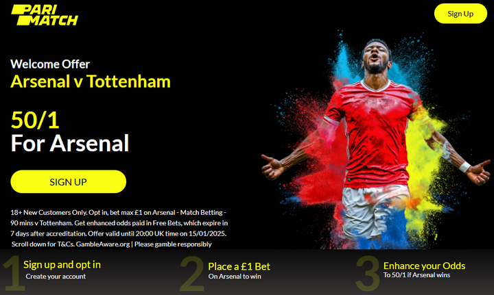 Parimatch's new customer offer is one for the Gunners