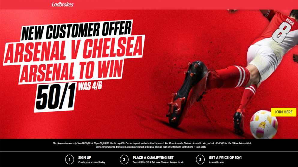 Get an odds boost on Arsenal beating Chelsea with Ladbrokes