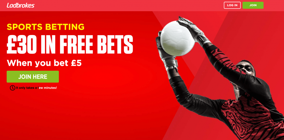 Get £20 in free bets at Ladbrokes