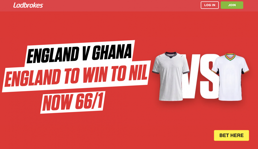 Get 66/1 for England to win to nil tonight at Ladbrokes