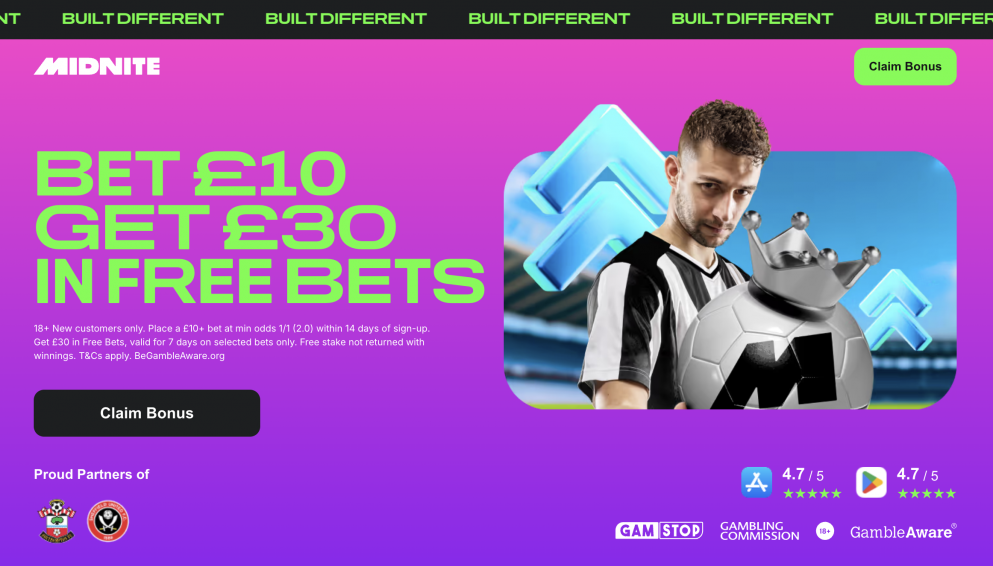 Get £30 in Free Bets when you join Midnite