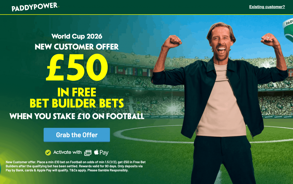 £50 in free bet builders can be claimed at Paddy Power