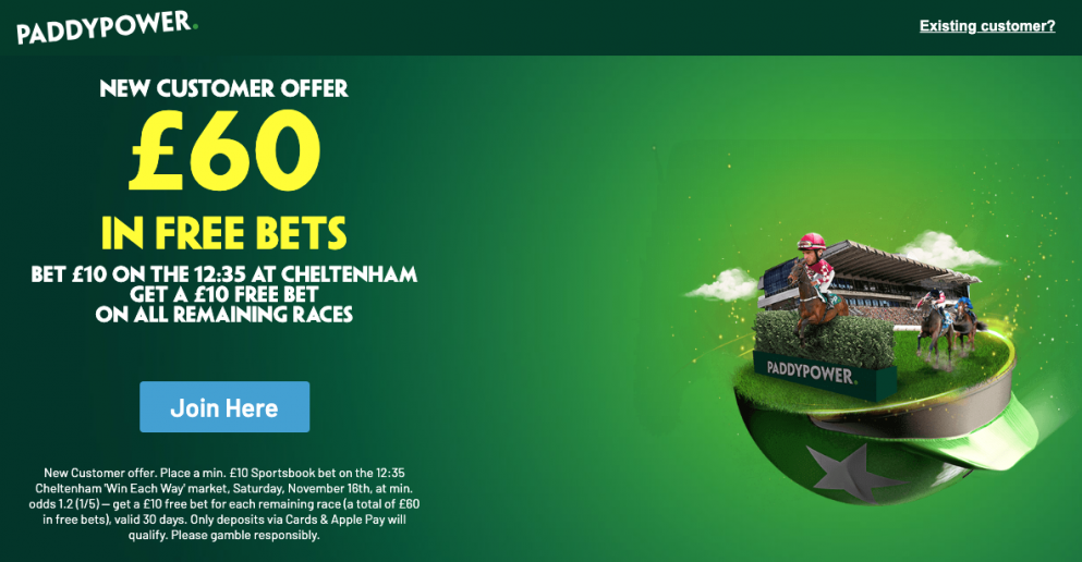 Paddy Power Cheltenham Offer: Get £60 in Free Bets on Paddy Power 