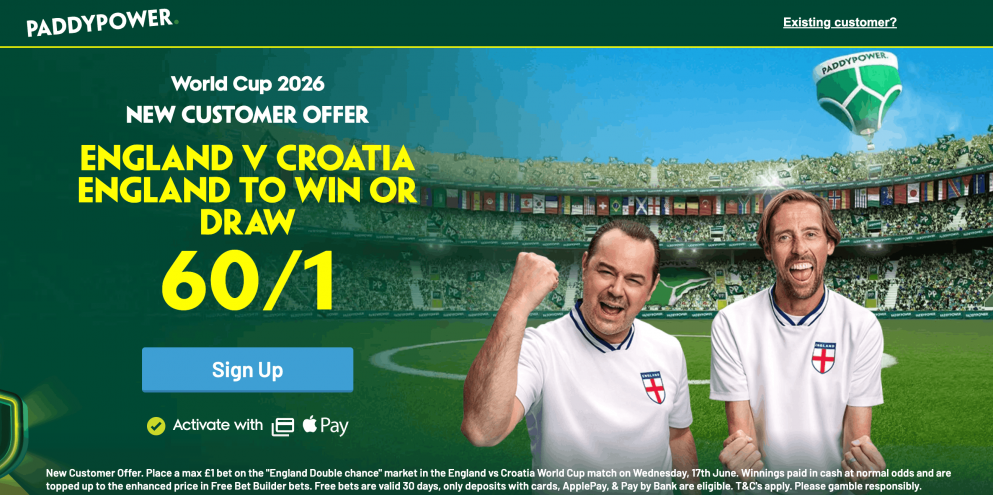 Get 60/1 for England To Avoid Defeat Tonight at Paddy Power