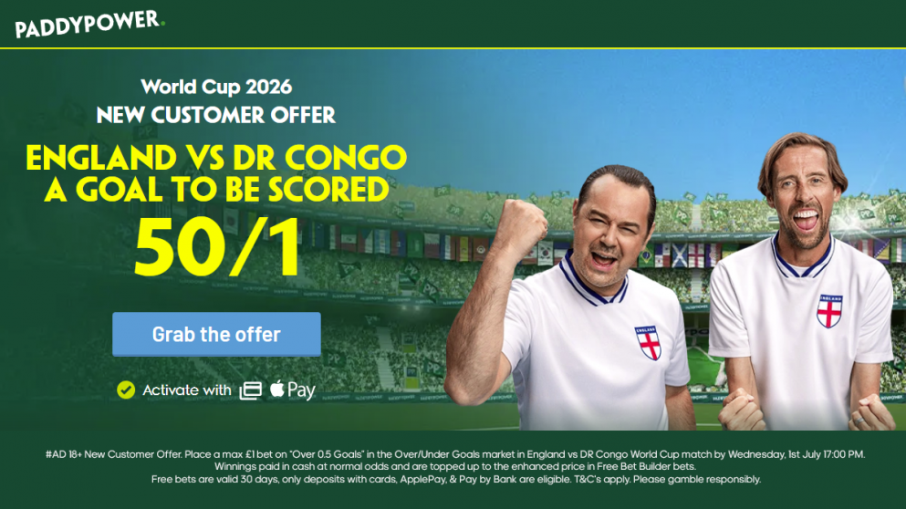 Fancy 50/1 for a goal in the England game at Paddy Power? 