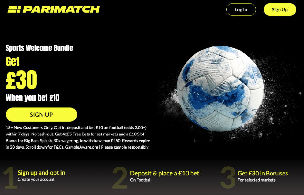 Get £30 in free bets at Parimatch