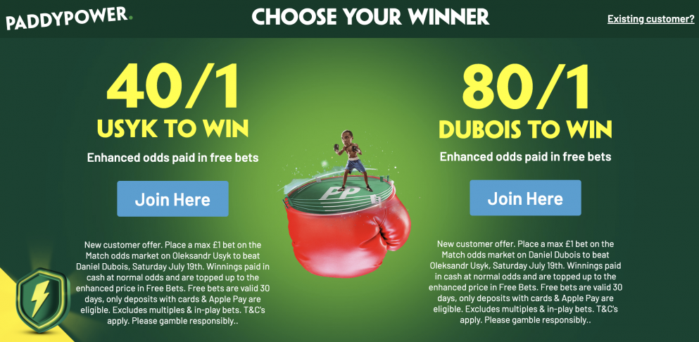 Choose 40/1 Usyk or 80/1 Dubois - Choose Your Winner