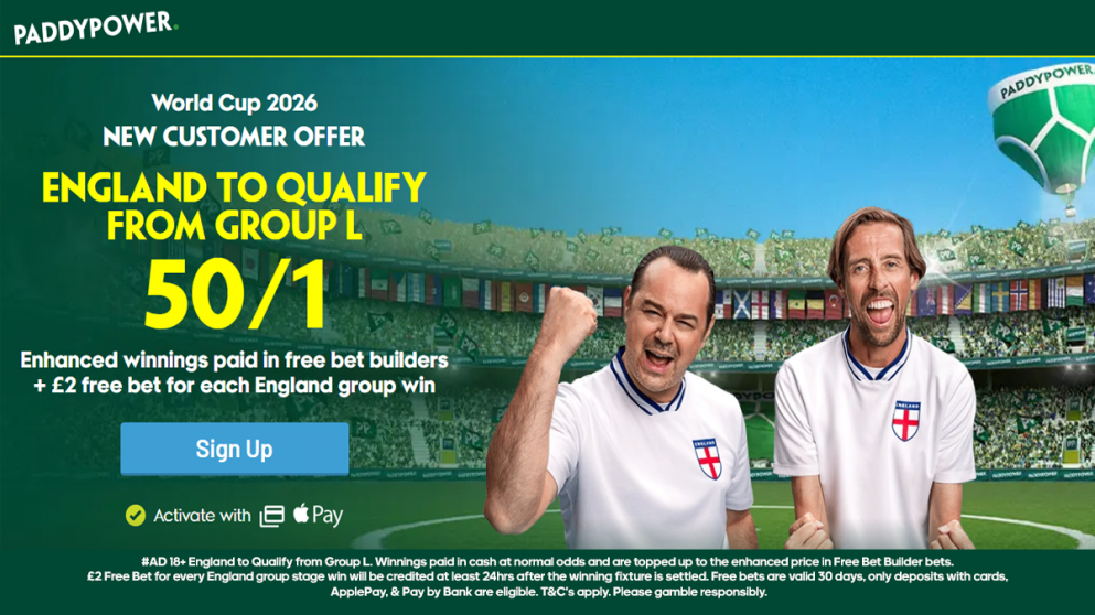 Get this enhanced England price with Paddy Power