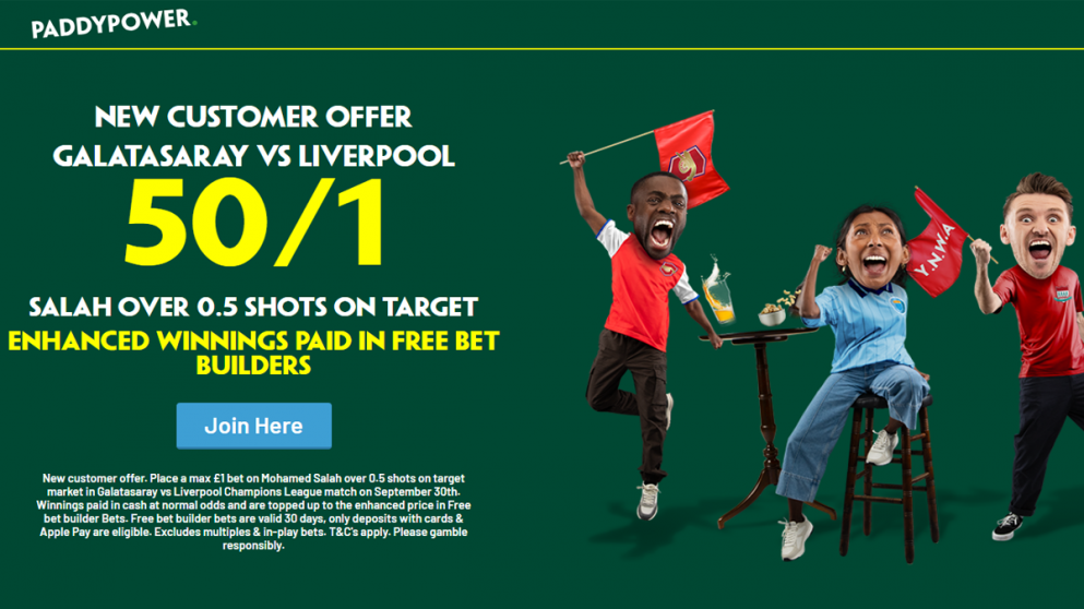 Get 50/1 over 0.5 Mo Salah Shots On Target with this Paddy Power offer!