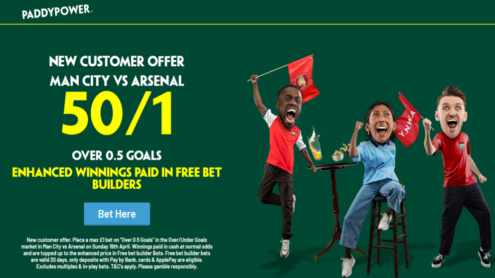 Get this boosted price with Paddy Power for today's title decider in Manchester