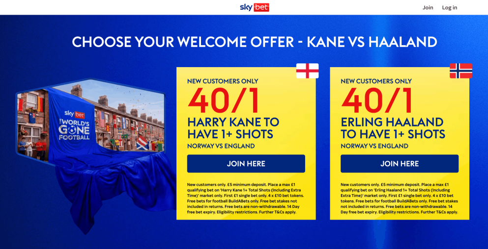 Choose Kane or Haaland and get 40/1 for them to have a shot