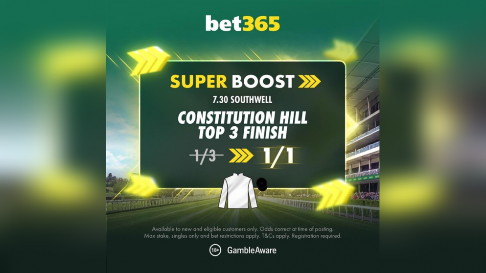 Constitution Hill is Evens (from 1/3) to finish in the first 3 with bet365 tonight