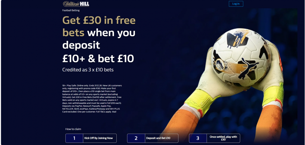 Bet £10, Get £30 in Free Bets with William Hill for the new football season