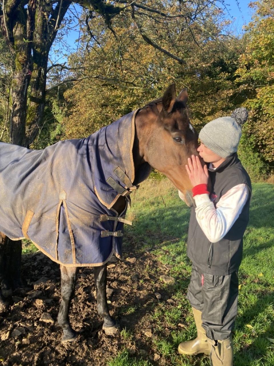 Willy Twiston-Davies having a moment with Baby Run