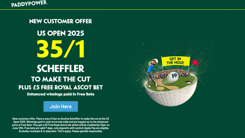 Get 35/1 for Scheffler to make the cut at Paddy Power